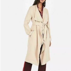 NWT EXPRESS Soft Belted Drape Trench Coat Tan Sand Blush Nude - size M